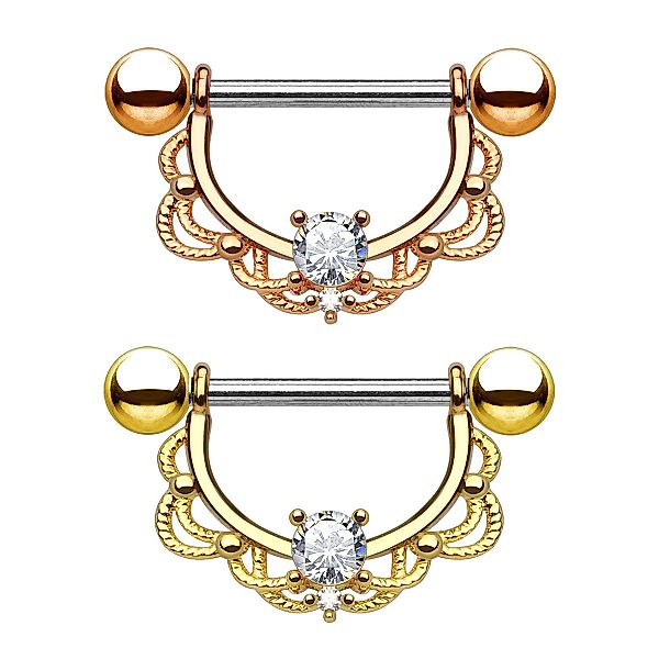 Taffstyle Intimpiercing Brustwarzenpiercing vergoldet beweglich Nippel günstig online kaufen