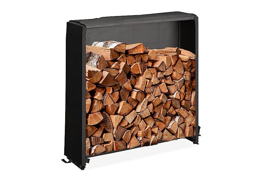 relaxdays Kaminholzregal mit Abdeckung, BxTxH:110x29x110 cm, M günstig online kaufen