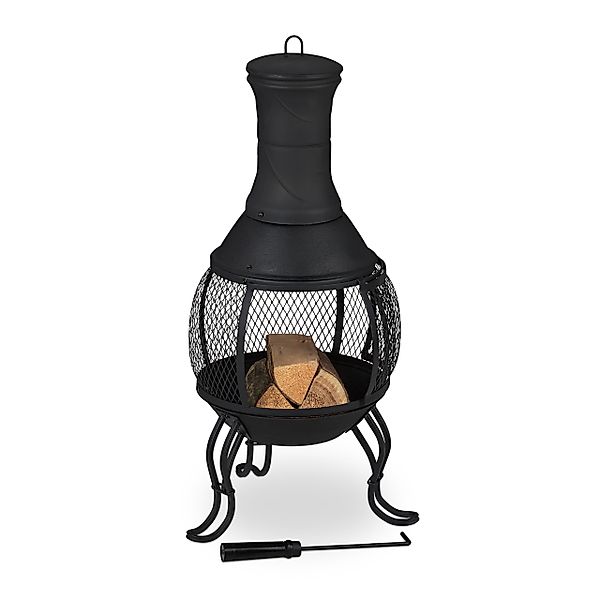 relaxdays Feuerkorb Terrassenofen in Schwarz günstig online kaufen