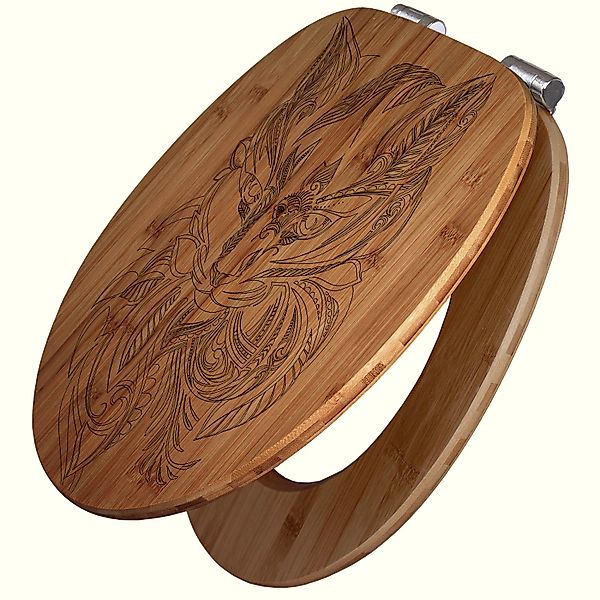 Banjado WC Sitz Bambus Holz Mit Gravur Toilettendeckel Mit Absenkautomatik günstig online kaufen