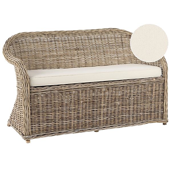 Beliani Gartensofa Naturfarben Weiss 69x141x86 günstig online kaufen