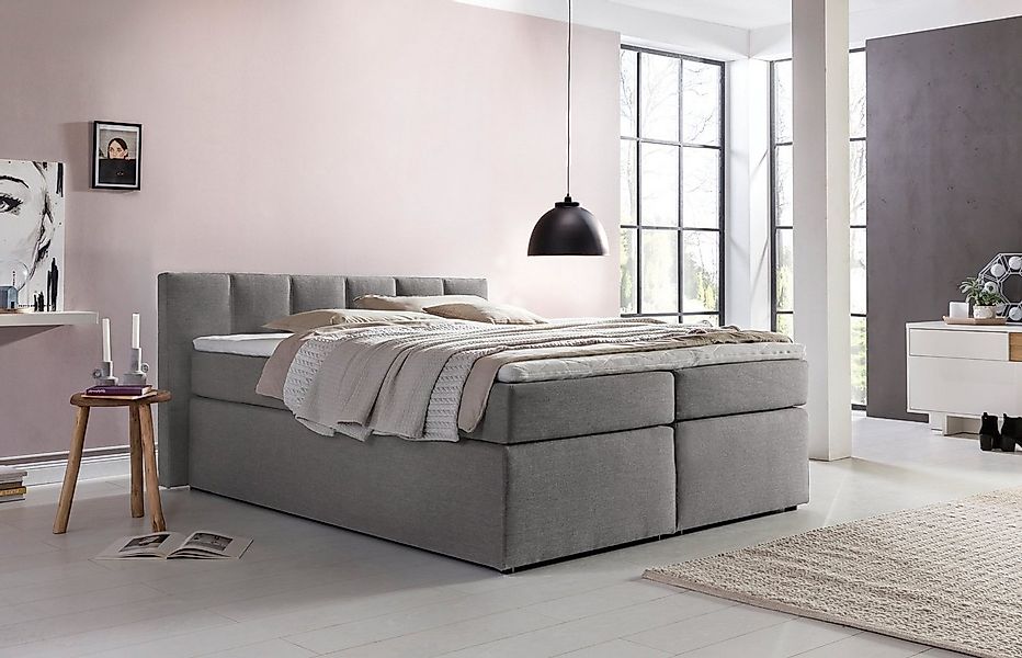 Möbelfreude Boxspringbett Boxspringbett Valina 180x200 cm Hellgrau H2, 180x günstig online kaufen