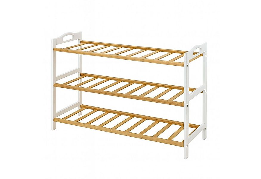 relaxdays Schuhregal aus Bambus, Weiss-braun günstig online kaufen