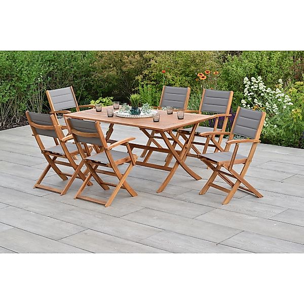 Merxx Acapulco Set 7-tlg. mit Klapptisch 160 x 90 cm günstig online kaufen