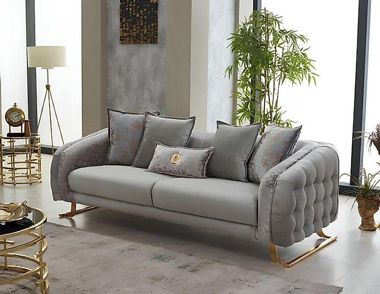 JVmoebel Sofa Chesterfield Couch Dreisitzer Sofa 3 Sitzer Stoffsofa Polster günstig online kaufen