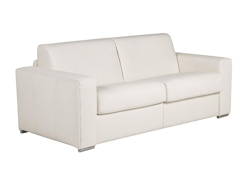 Schlafsofa mit Matratze 3-Sitzer - 100% Büffelleder - Weiß - Matratze 20 cm günstig online kaufen