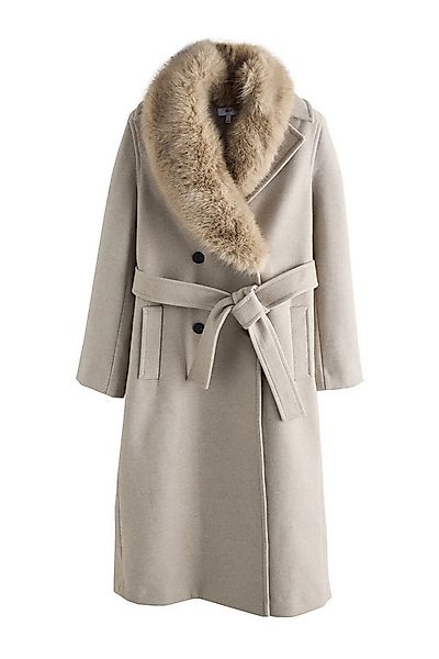 Next Fellimitatmantel Mantel mit Gürtel und abnehmbaren Kunstfellkragen (1- günstig online kaufen