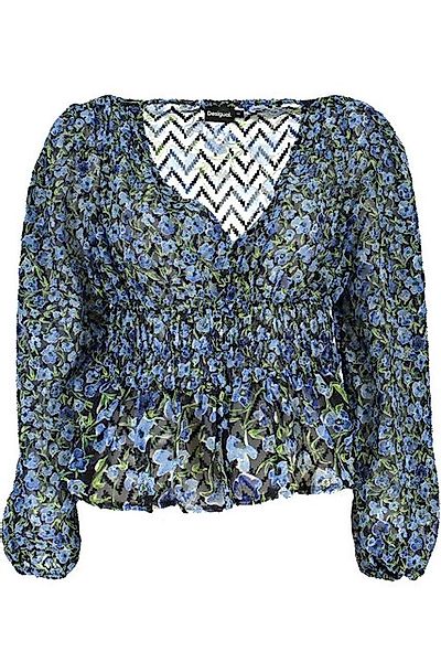 Desigual Strickpullover Damenpullover Blau: Muster, V-Ausschnitt, Lange Ärm günstig online kaufen