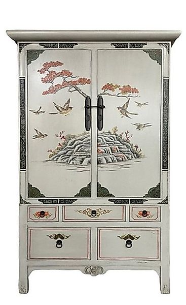OPIUM OUTLET Kleiderschrank Chinesischer Hochzeitsschrank beige-grau Vintag günstig online kaufen