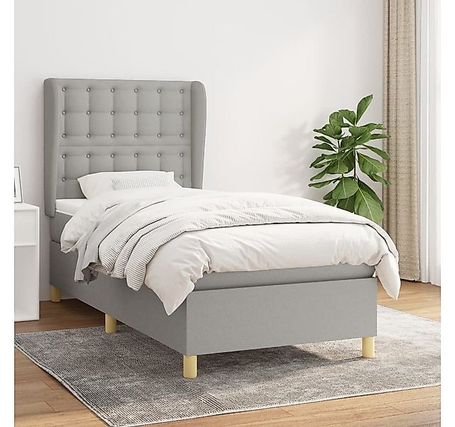vidaXL Boxspringbett Boxspringbett mit Matratze Hellgrau 90x200 cm Stoff Be günstig online kaufen