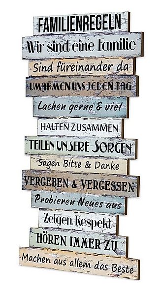 Levandeo® Holzbild, Wandbild 56 x 33 cm Familienregeln Holzschild Shabby Ch günstig online kaufen