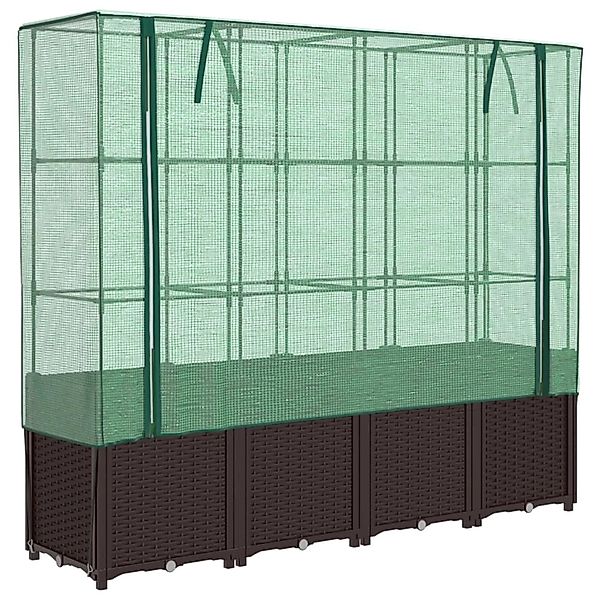 vidaXL Hochbeet mit Gewächshaus-Aufsatz Rattan-Optik 160x40x153 cm 2159049 günstig online kaufen