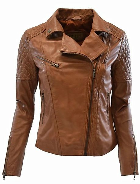 Zimmert Leather Lederjacke Mona Cognac, Rot, Biker-Stil, Knautschiges Leder günstig online kaufen