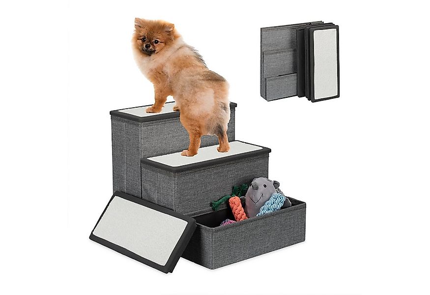 relaxdays Haustiertreppe Faltbare Hundetreppe 3 Stufen (1-St) günstig online kaufen
