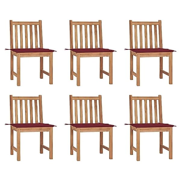 vidaXL Gartenstühle 6 Stk mit Kissen Massivholz Teak 3073124 günstig online kaufen