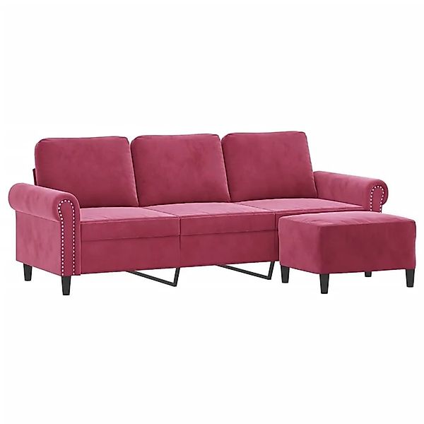 vidaXL 3-Sitzer-Sofa mit Hocker Weinrot 180 cm Samt 3201219 günstig online kaufen