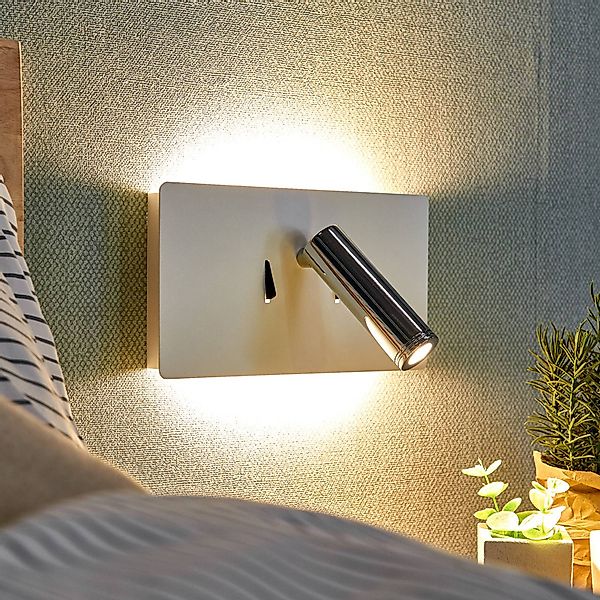 Lucande LED-Wandleuchte Elske, chrom/weiß, Metall, Leselampe günstig online kaufen