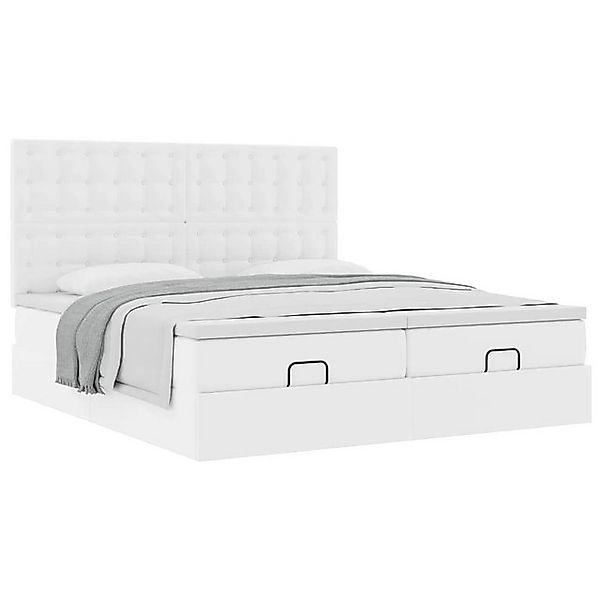 vidaXL Bett Ottoman-Bett mit Matratzen Reinweiß 200x200 cm Kunstleder günstig online kaufen