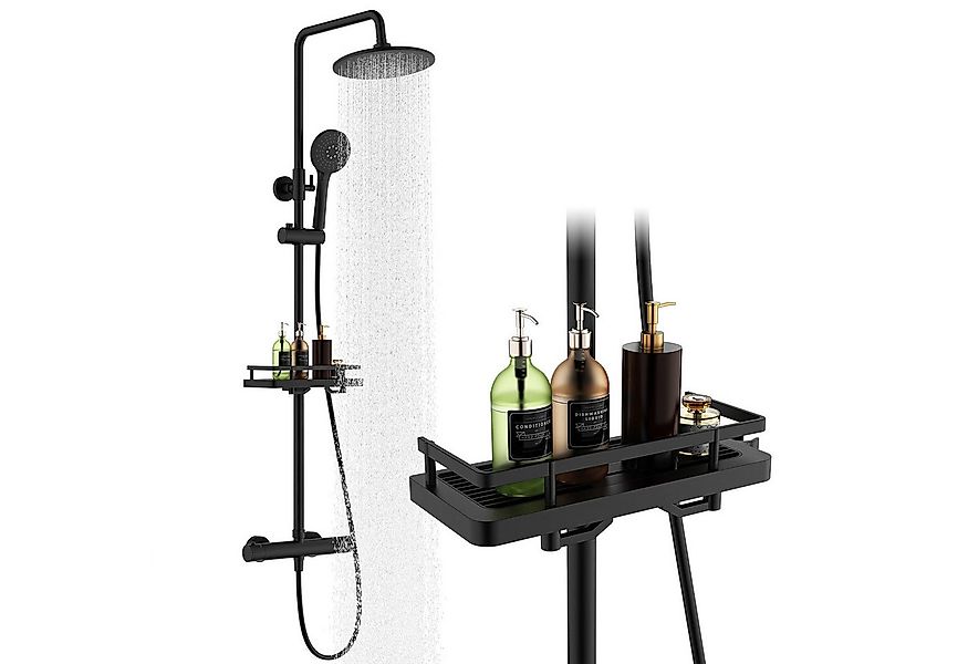 HOMELODY Duschsystem mit Thermostat und Duschablage - Duscharmatur Komplett günstig online kaufen