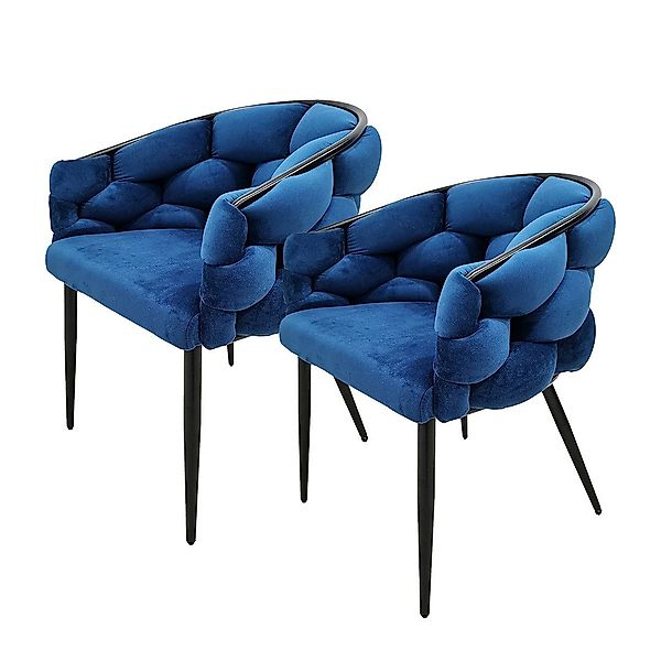 Qiyano Esszimmerstuhl Design-Stuhl 2er Set Blau/Schwarz- günstig online kaufen