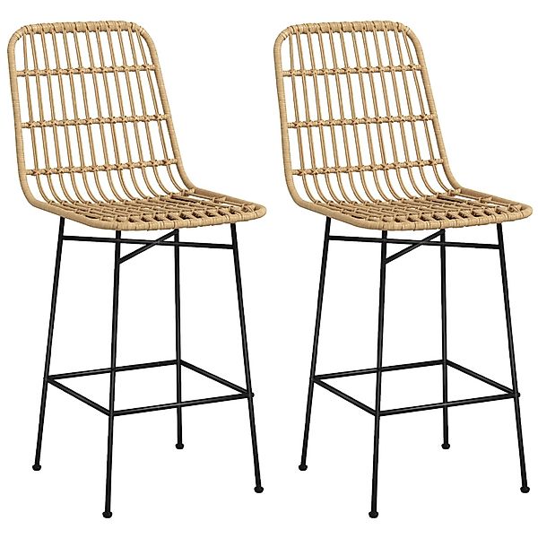 HOMCOM Barhocker 2er-Set Barstühle Tresenhocker mit Rückenlehne günstig online kaufen