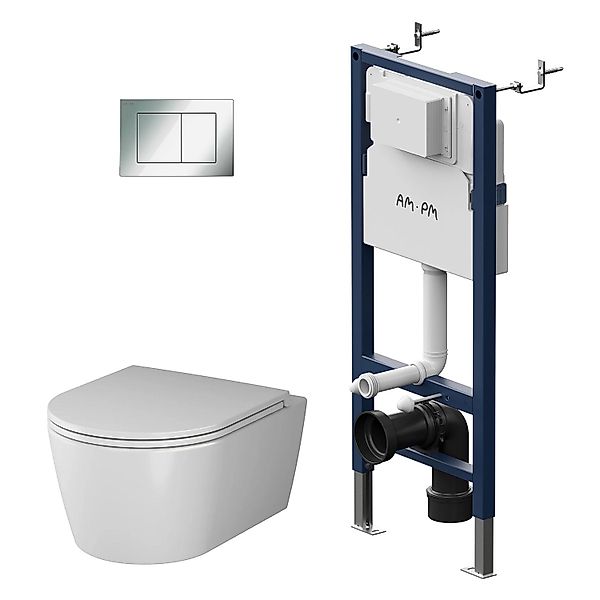 AM.PM WC Set: Wand-WC + Vorwandelement + Drückerplatte Toilette mit Spülkas günstig online kaufen