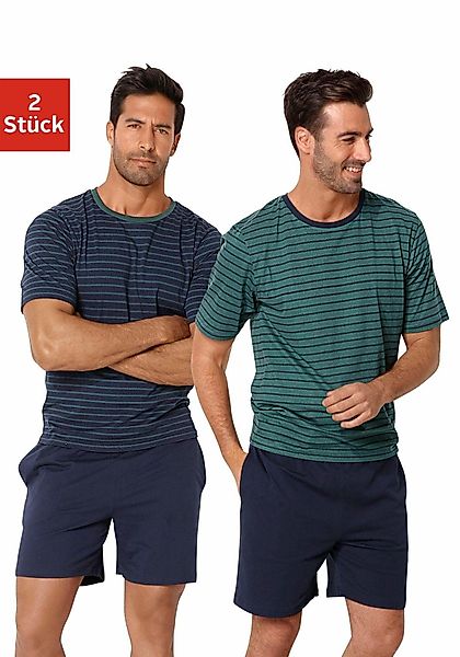 le jogger Pyjama, (4 tlg., 2 Stück), Schlafanzug im Streifendesign günstig online kaufen