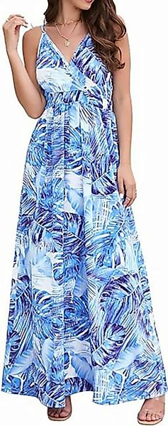 BlauWave Dirndl Damen Bohemian gedrucktes langes Kleid sexy V-Ausschnitt Tr günstig online kaufen