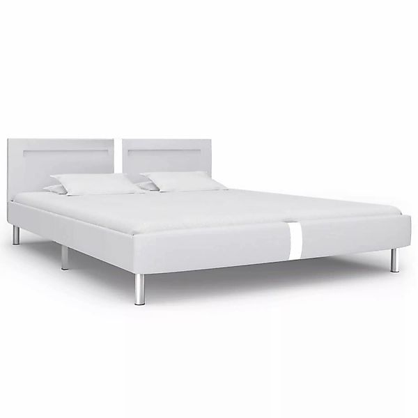 vidaXL Bettgestell mit LED Weiß Kunstleder 180x200 cm Modell 1615685 günstig online kaufen