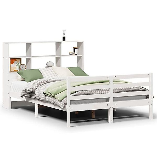vidaXL Bett, Massivholzbett mit Regal ohne Matratze Weiß 140x200 cm Kiefer günstig online kaufen