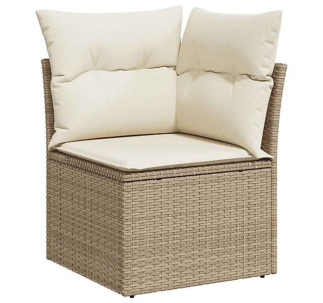 vidaXL Loungesofa Garten-Ecksofa mit Kissen Beige Poly Rattan, 1 Teile günstig online kaufen