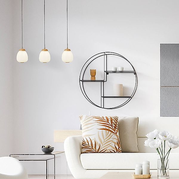 Searchlight Hängeleuchte »Ella 3Lt Pendant - Black Metal & Opal Ribbed Glas günstig online kaufen