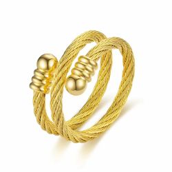 Eyecatcher Fingerring Flexibler Edelstahl-Drahtring Silber Roségold günstig online kaufen