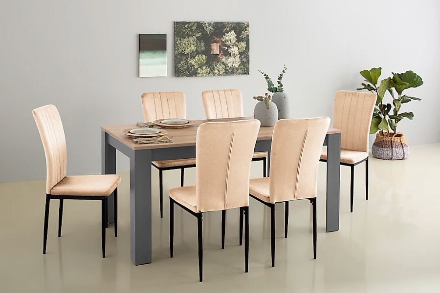 Home affaire Essgruppe "Bergamo Tisch Stühle Speisezimmer" Set, 7 Stk. tlg. günstig online kaufen