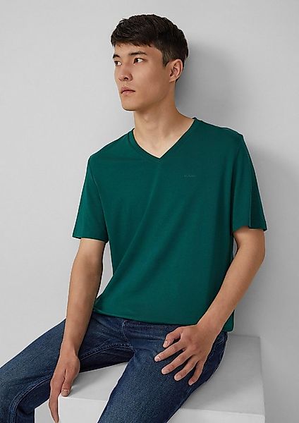 s.Oliver Kurzarmshirt T-Shirt Baumwoll-T-Shirt mit V-Ausschnitt und Logopri günstig online kaufen