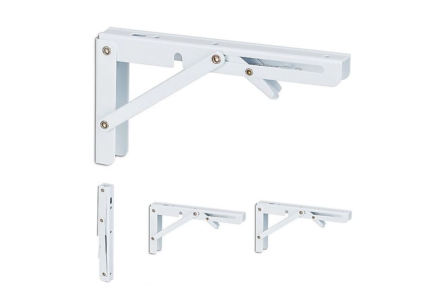 relaxdays Wandregalhalter Klappbare Regalträger 4er Set, weiß günstig online kaufen