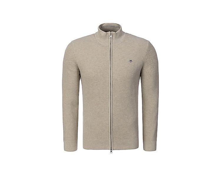 Gant Strickjacke Micro Textured Cotton Zip Herren Sweatjacke, Feinstrickjac günstig online kaufen