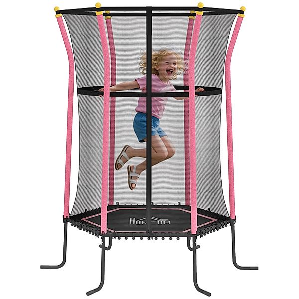 HOMCOM Kids Trampoline Stahl Kunststoff Rosa Ø163,5 x H190 cm günstig online kaufen