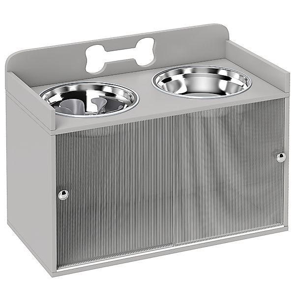 PawHut Hundenapf erhöht Futternapf mit Aufbewahrungsschrank, 2 Schüsseln mi günstig online kaufen