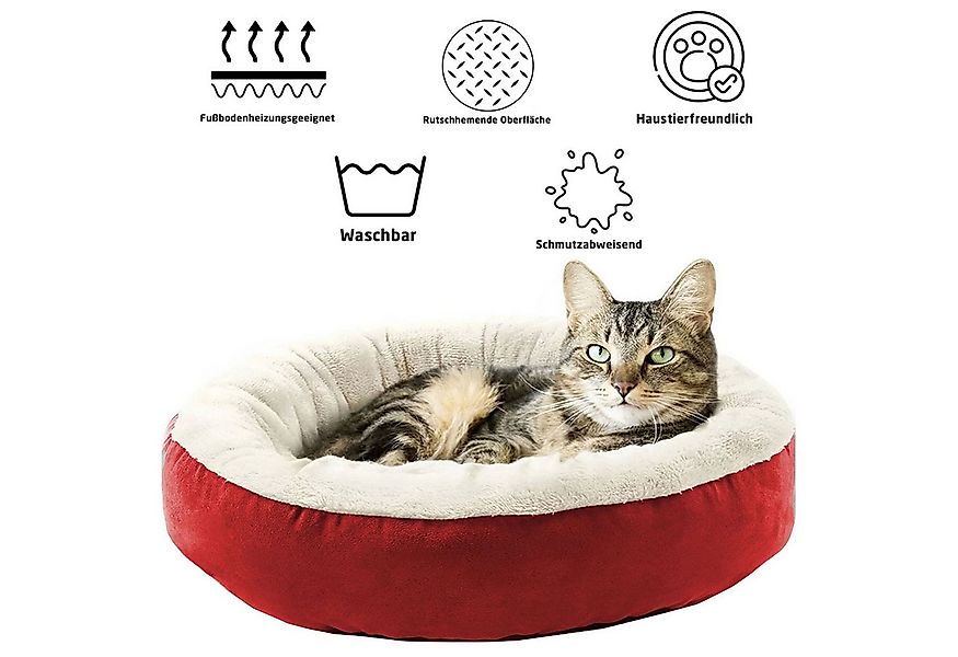 Jungengel Katzenliege Katzenbett Katzenkissen 55cm Grau Rot weich kuschelig günstig online kaufen