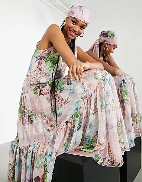 ASOS EDITION – Gestuftes Camisole-Kleid mit Blumenmuster-Mehrfarbig günstig online kaufen