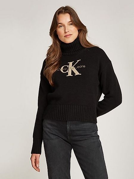 Calvin Klein Jeans Stehkragenpullover CHENILLE MONOLOGO SWEATER mit Logosti günstig online kaufen