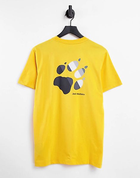 Jack Wolfskin – Rainbow Paw – T-Shirt in Gelb günstig online kaufen