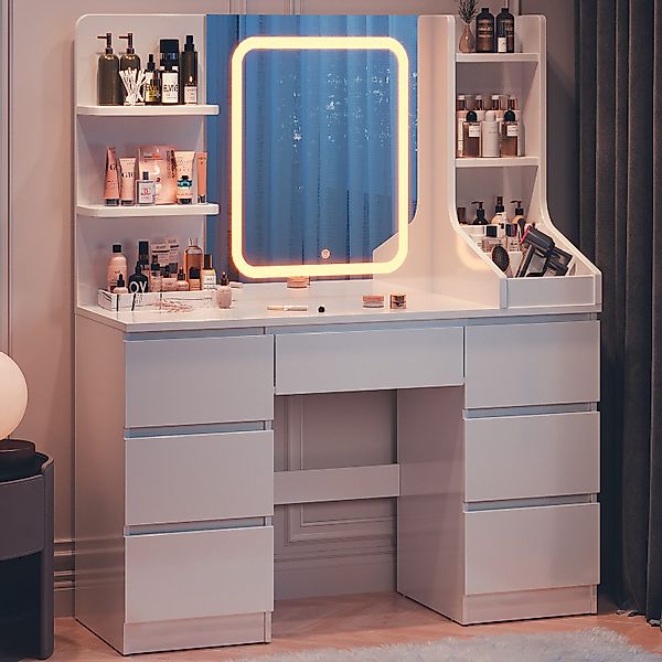 HOMALL Schminktisch Eingebaute LED-Beleuchtung, einstellbare Helligkeit, günstig online kaufen