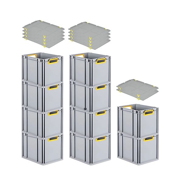 PROREGAL Spar Set 10x Eurobox Nextgen Color Mit Auflagedeckel & Schiebeschn günstig online kaufen