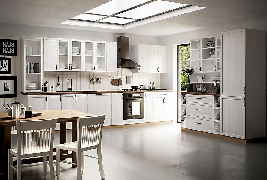 Xlmoebel Küchenzeile Neue Landhaus-Küchenzeile mit klassischem Hochschrank günstig online kaufen
