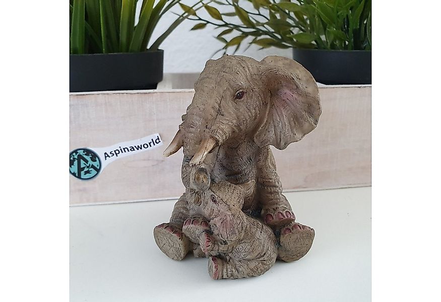 Aspinaworld Tierfigur Afrika Deko sitzende Elefanten Figur mit Baby 10 cm günstig online kaufen