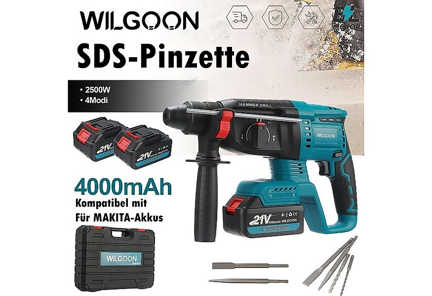 WILGOON Akku-Bohrschrauber SDS-Plus Bohrhammer 620W Bürstenloser Schlagbohr günstig online kaufen