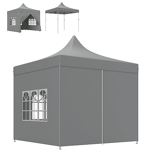 Outsunny Gartenpavillon Faltzelt Pop-Up 3 x 3 m 4 abnehmbare Seitenwände 3 günstig online kaufen