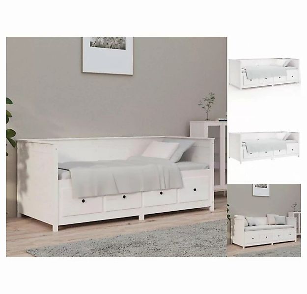 vidaXL Bettgestell Tagesbett Gästebett Weiß 100x200 cm Massivholz Kiefer Be günstig online kaufen